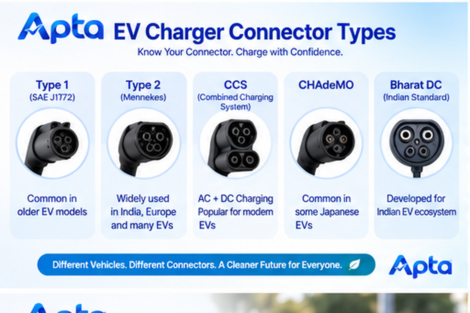 EV charger connector compatibility infographic
