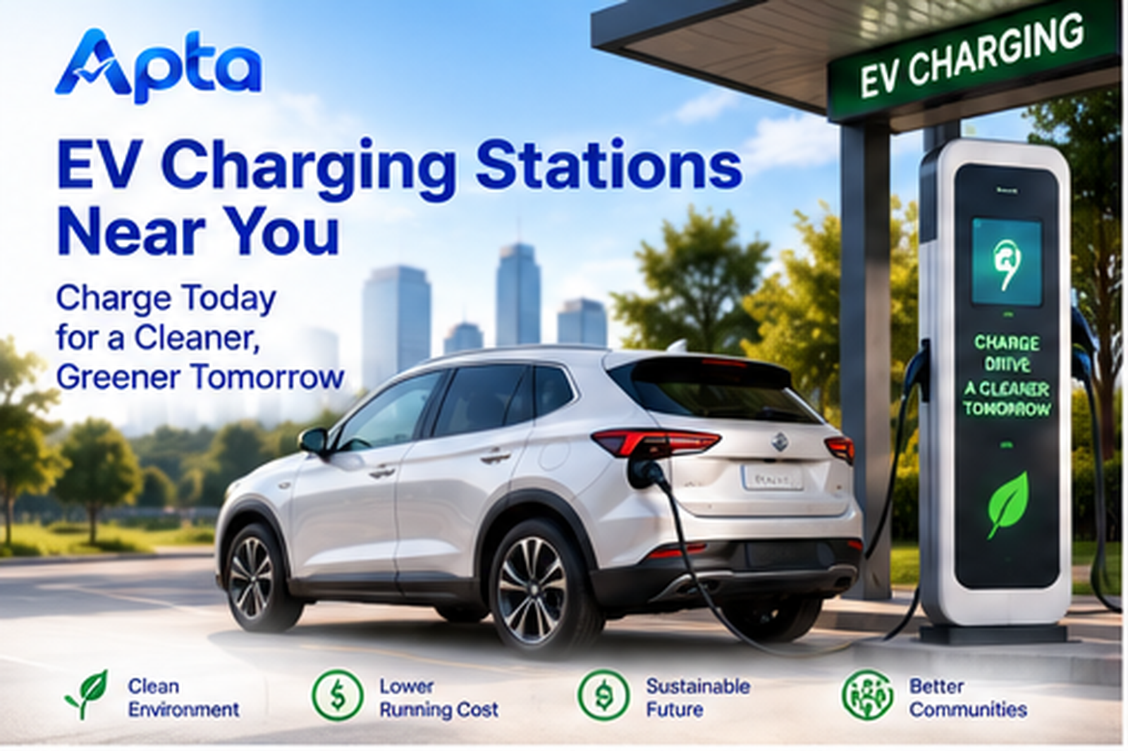 EV charging station with electric car