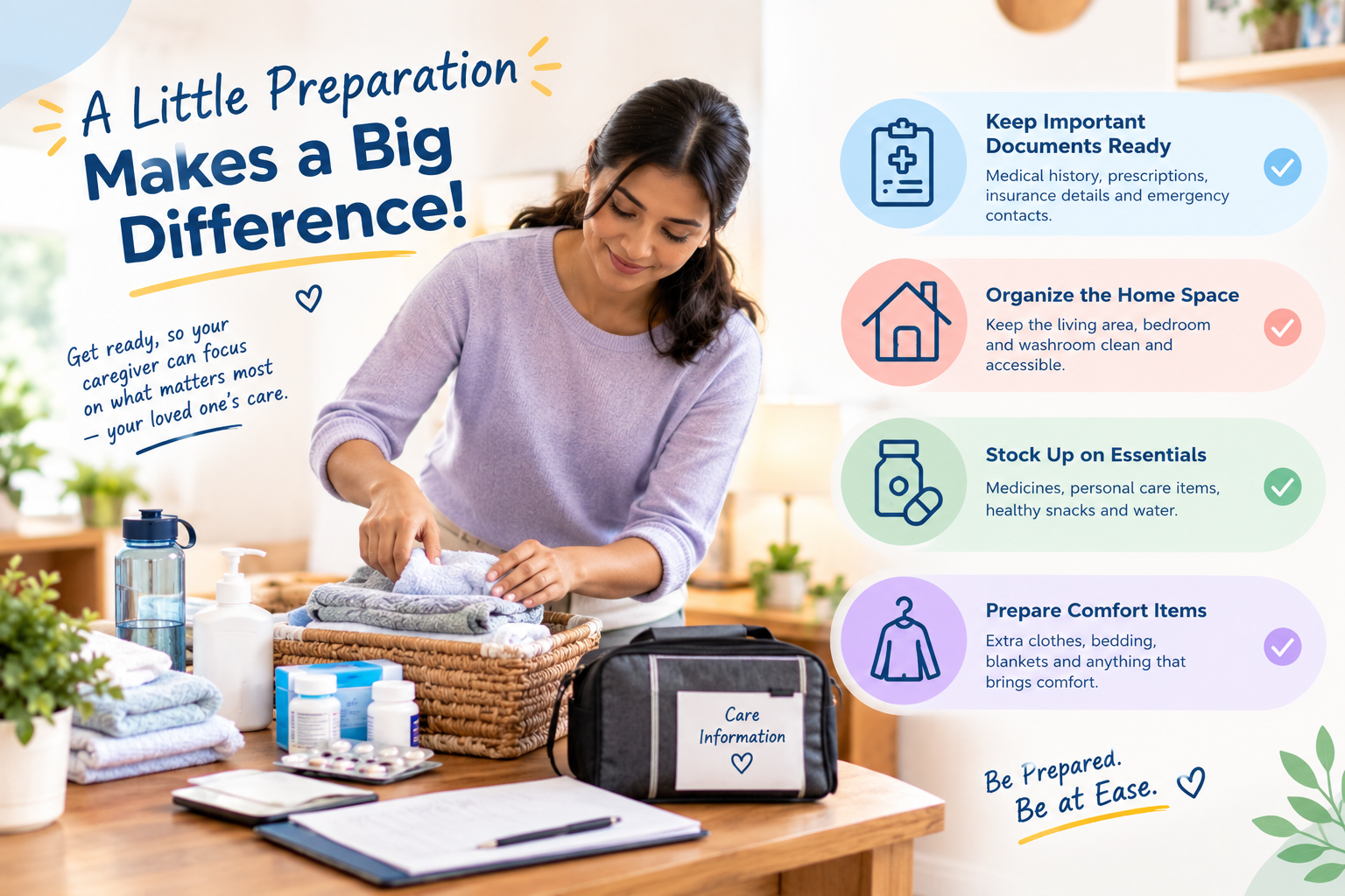What to Keep Ready Before the Caregiver Arrives - Service Provider at Home Near Me What to Keep Ready Before the Caregiver Arrives