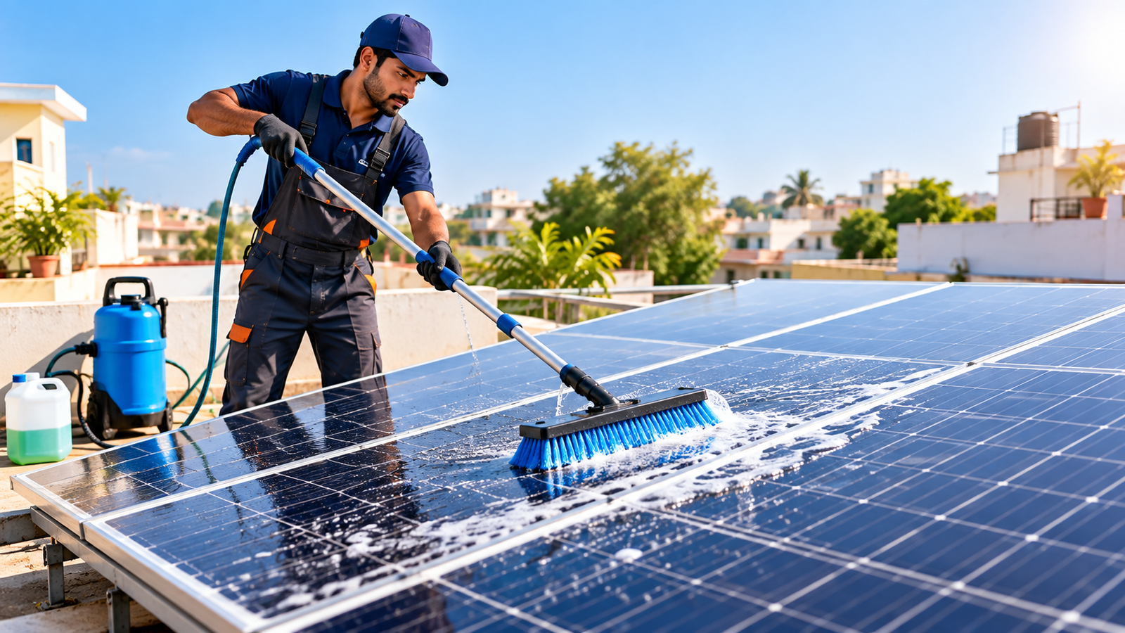 cleaning solar panel indian home